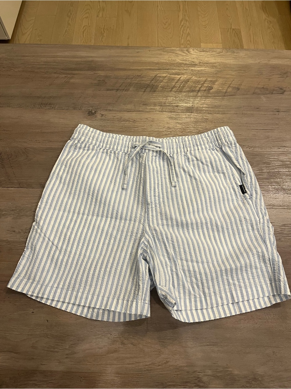 Jack & Jones Light Blue & White Striped Swim Shorts